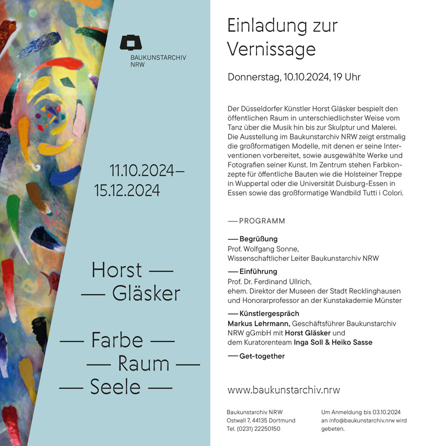 Horst Gläsker - Farbe Raum Seele - Ausstellung - Baukunstarchiv NRW